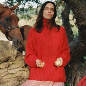 Christy Dawn The Ingrid Sweater Candy Apple Red NWT size M/L